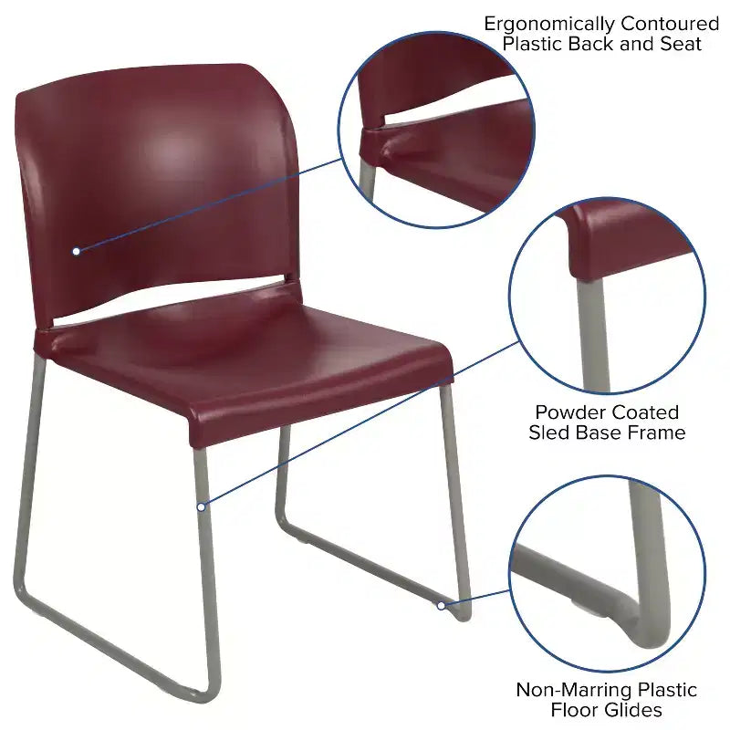 Chaise d'appoint Emma et Oliver Home and Office, dossier plein, base luge profilée et empilable