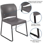 Chaise d'appoint Emma et Oliver Home and Office, dossier plein, base luge profilée et empilable