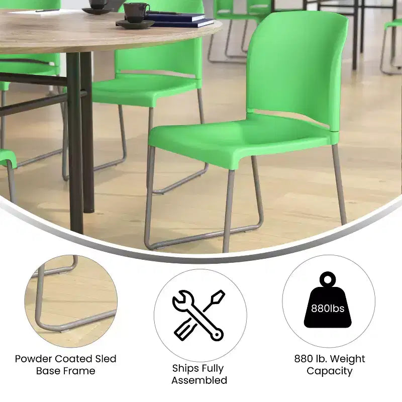 Chaise d'appoint Emma et Oliver Home and Office, dossier plein, base luge profilée et empilable