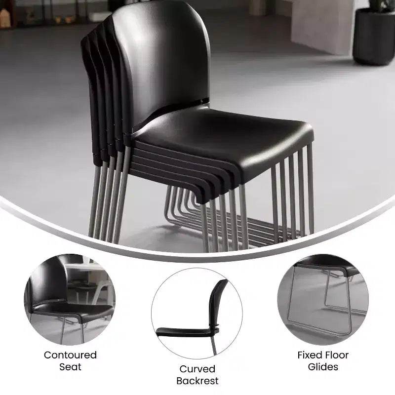 Chaise d'appoint Emma et Oliver Home and Office, dossier plein, base luge profilée et empilable