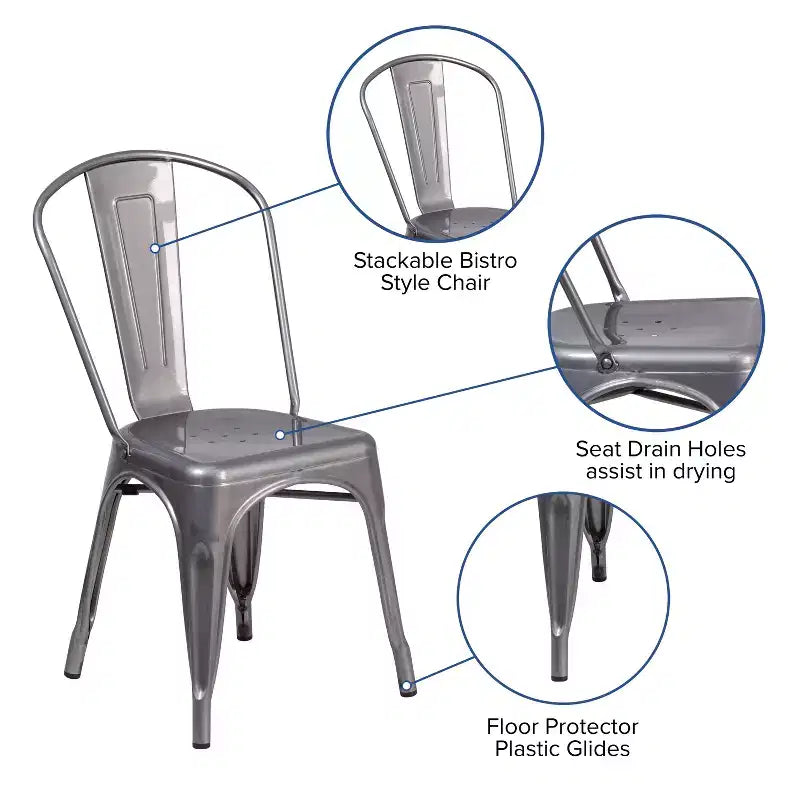 Chaise empilable d'intérieur en métal thermolaqué Emma et Oliver