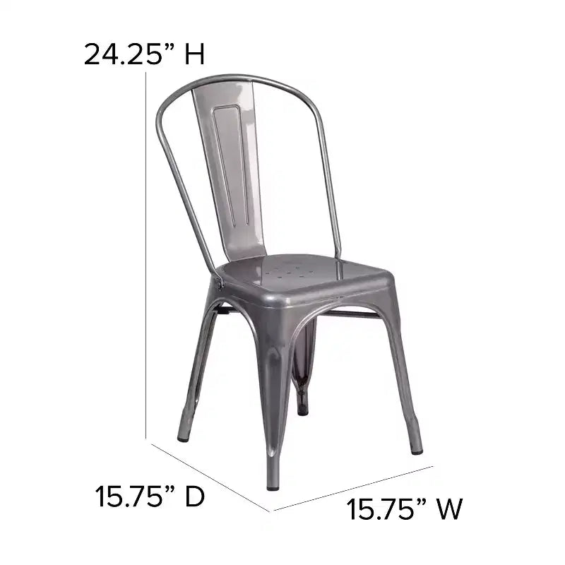 Chaise empilable d'intérieur en métal thermolaqué Emma et Oliver
