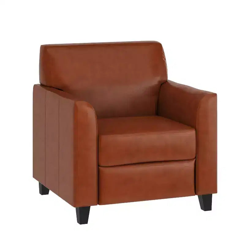 Fauteuil en cuir Emma et Oliver avec cadre surpiqué aux lignes épurées