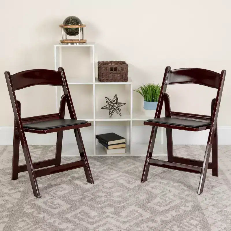 Emma et Oliver Chaise pliante en résine avec assise rembourrée en vinyle, lot de 2, pour mariage ou événement