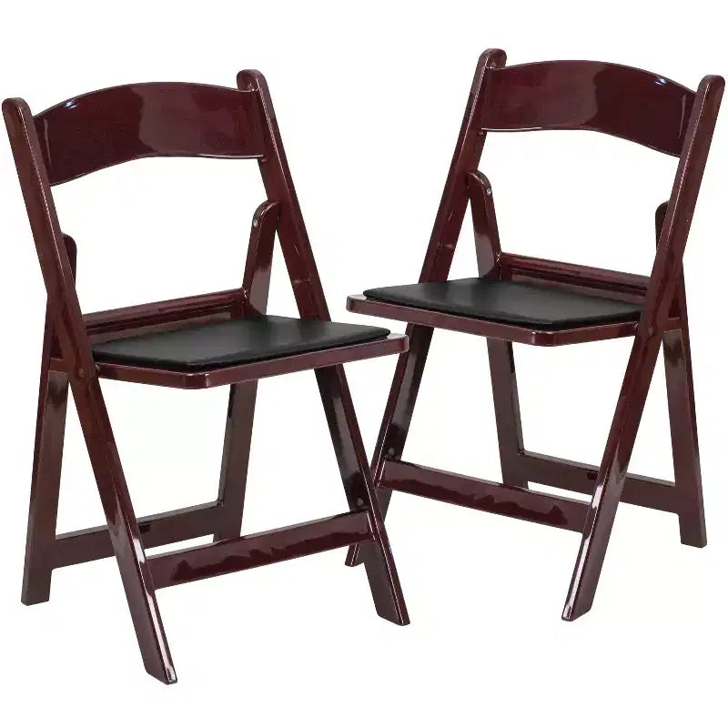 Emma and Oliver 2 Pack Wedding Party Event Resin Folding Chair with Vinyl Padded Seat