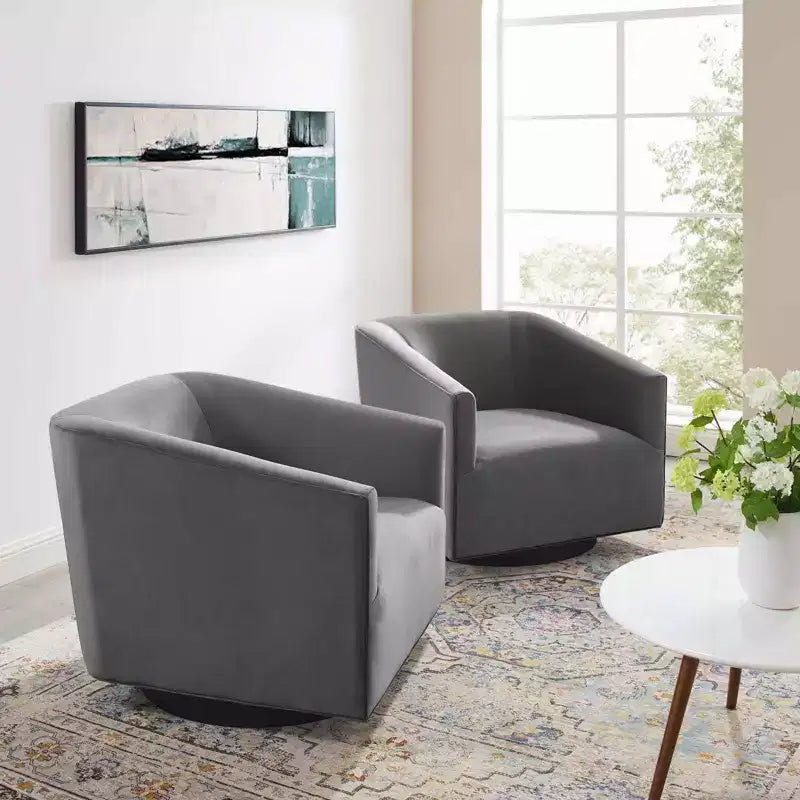 Lot de 2 chaises pivotantes Twist en velours de performance - Modway
