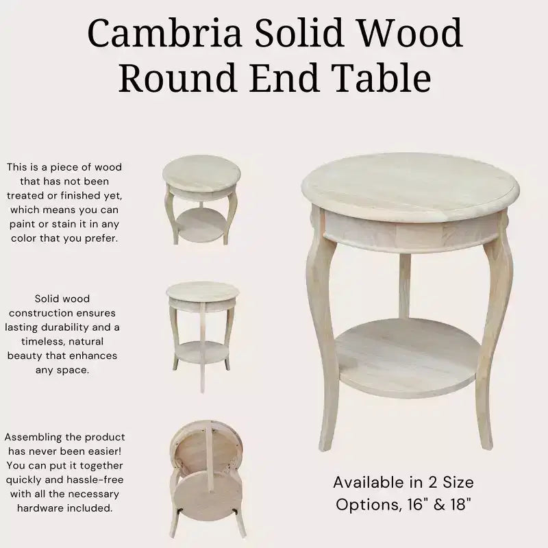 Table d'appoint International Concepts Cambria en bois massif