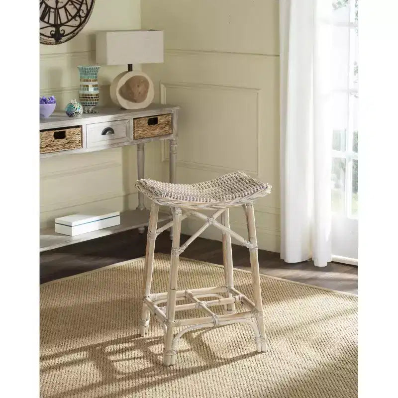 Tabouret de bar Rayna Wicker - SEA7010 - Blanc délavé - Safavieh