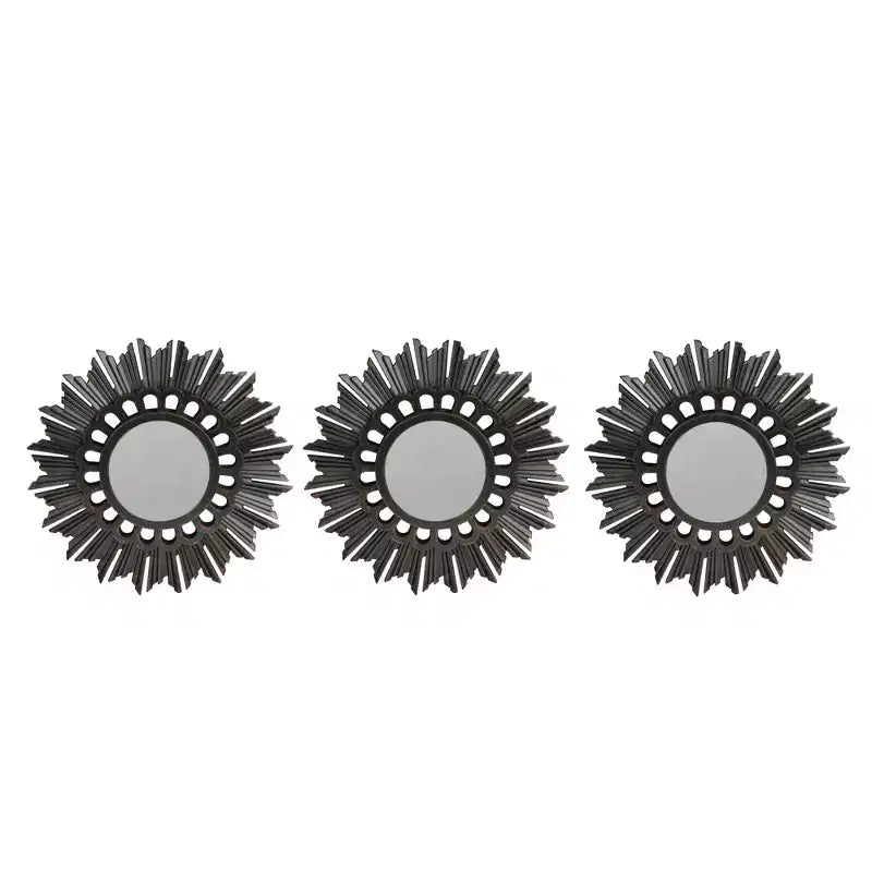 Northlight Set of 3 Floral Sunburst Brushed Bronze Round Wall Mirrors 9.5