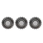 Northlight Set of 3 Floral Sunburst Brushed Bronze Round Wall Mirrors 9.5