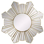 Northlight 25 Shiny Gold Sunburst Wave Glass Round Wall Mirror