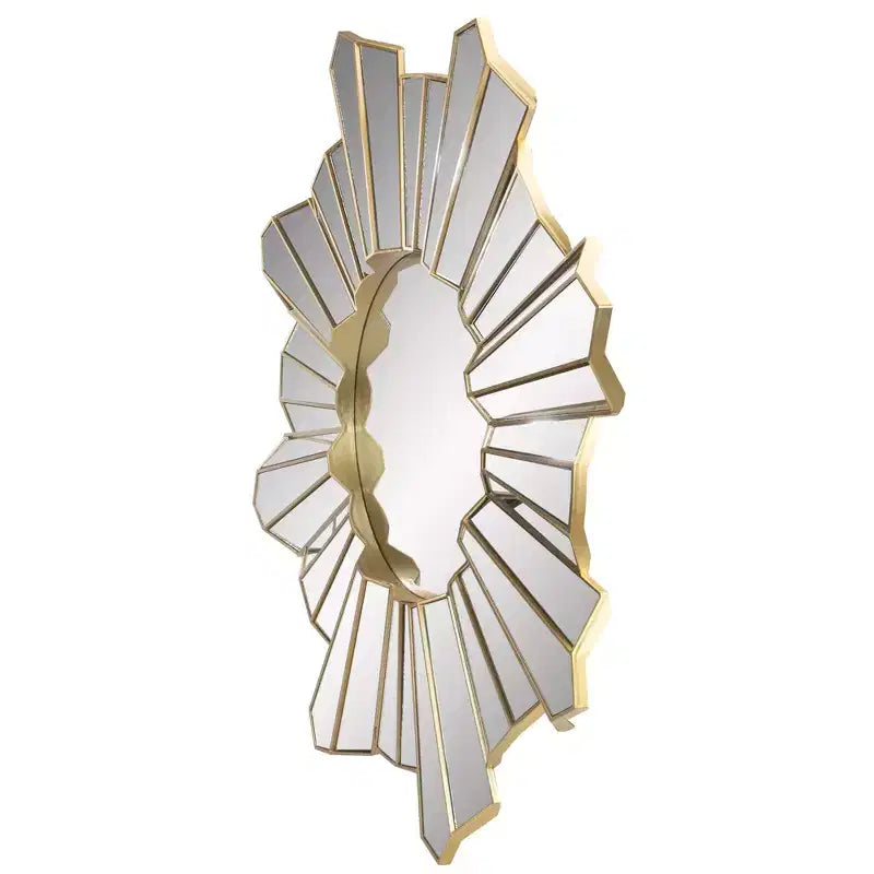 Miroir mural rond en verre Northlight 25 scintillant doré soleil vague