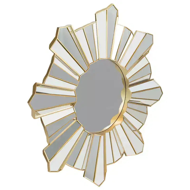 Miroir mural rond en verre Northlight 25 scintillant doré soleil vague