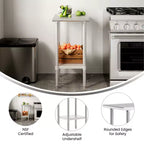 Table de préparation et de travail en acier inoxydable 18 jauges Flash Furniture avec étagère inférieure - certifiée NSF