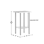 Table de préparation et de travail en acier inoxydable 18 jauges Flash Furniture avec étagère inférieure - certifiée NSF