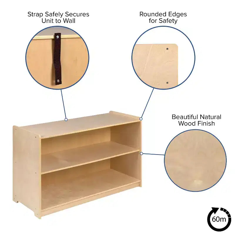 Meuble de rangement en bois Flash Furniture pour salle de classe commerciale ou domestique – Conception sûre et adaptée aux enfants (Naturel)