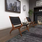 Lot de 2 Chaises d'Appoint Contemporaines en Acajou - Olivia & May