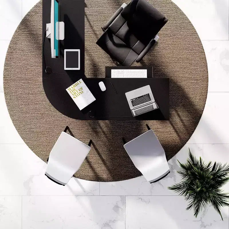 RIF6 Bureau d'angle moderne pour ordinateur, maison, jeux avec plateau clavier et gestion des câbles, montage facile, noir