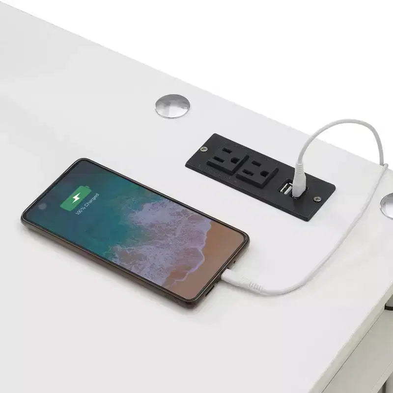 Designs2Go Bureau d'étudiant sans outils avec station de charge et étagères - Breighton Home
