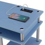 Designs2Go Bureau d'étudiant sans outils avec station de charge et étagères - Breighton Home