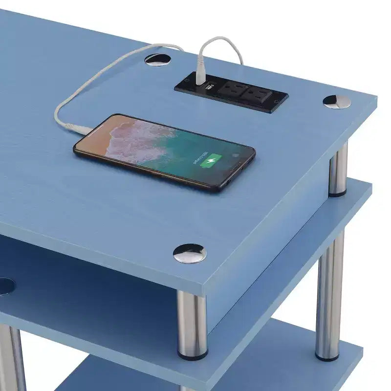 Designs2Go Bureau d'étudiant sans outils avec station de charge et étagères - Breighton Home