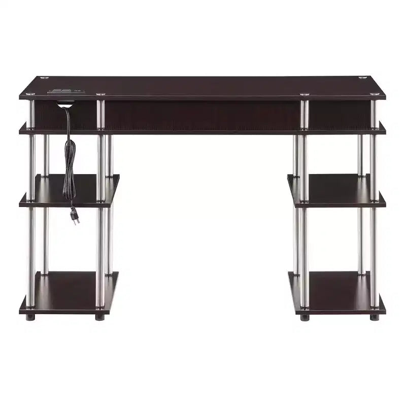 Designs2Go Bureau d'étudiant sans outils avec station de charge et étagères - Breighton Home
