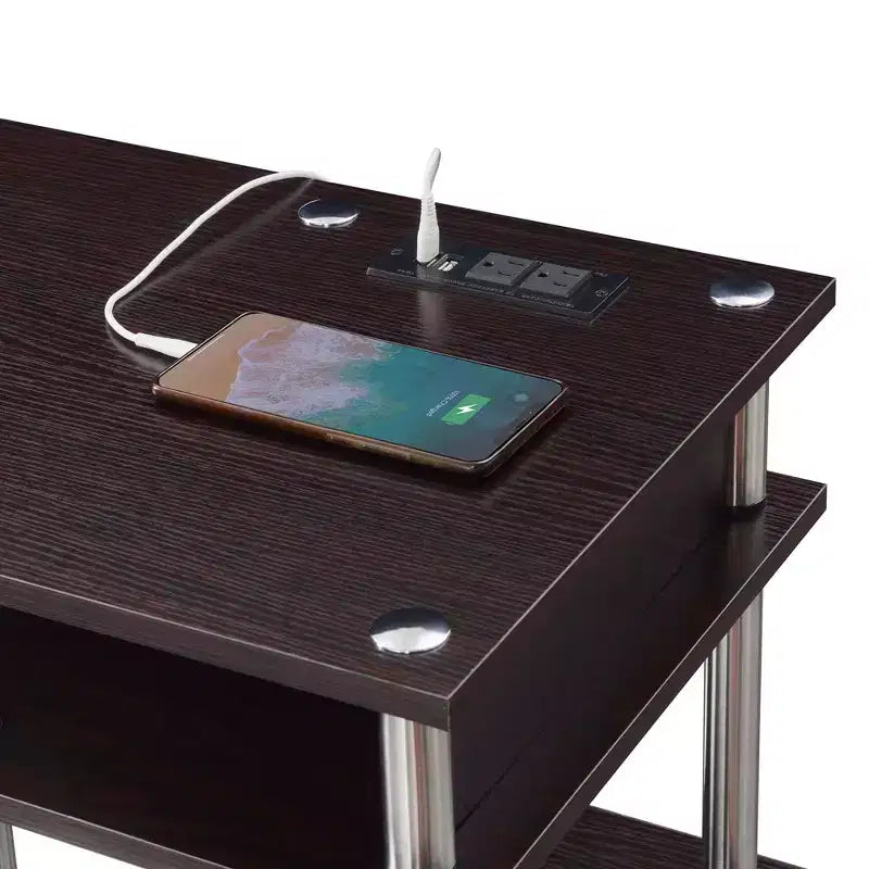 Designs2Go Bureau d'étudiant sans outils avec station de charge et étagères - Breighton Home