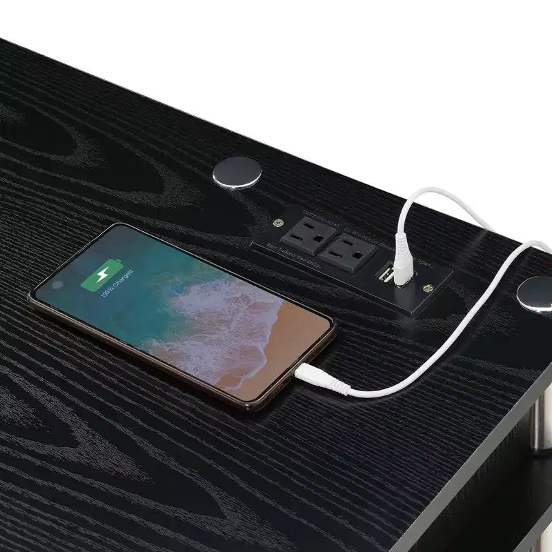 Designs2Go Bureau d'étudiant sans outils avec station de charge et étagères - Breighton Home