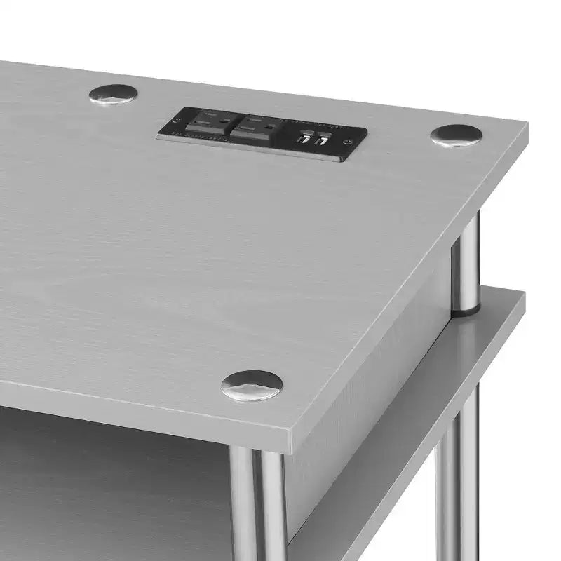 Designs2Go Bureau d'étudiant sans outils avec station de charge et étagères - Breighton Home