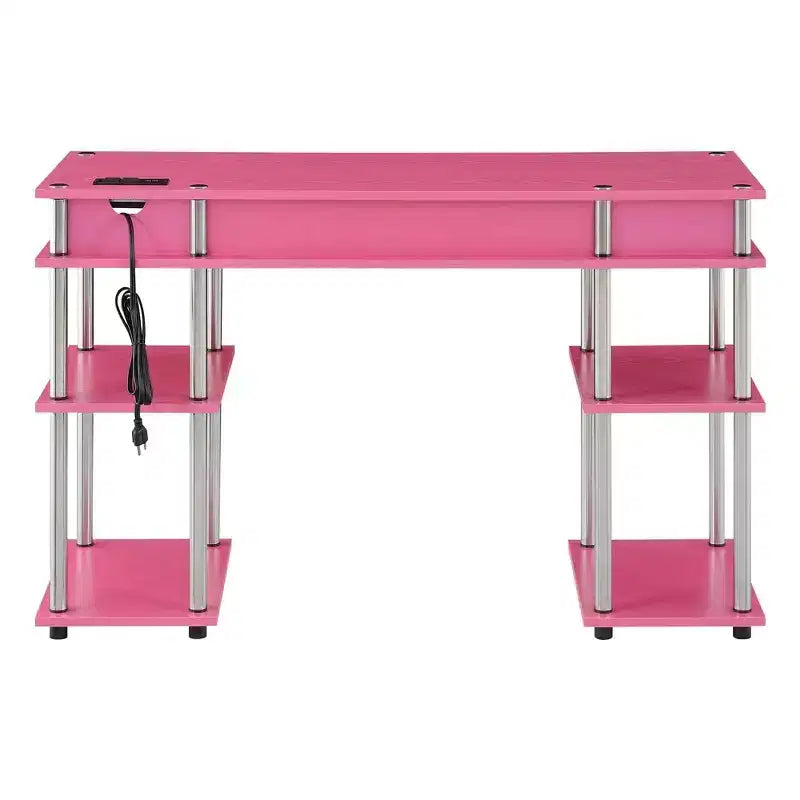 Designs2Go Bureau d'étudiant sans outils avec station de charge et étagères - Breighton Home