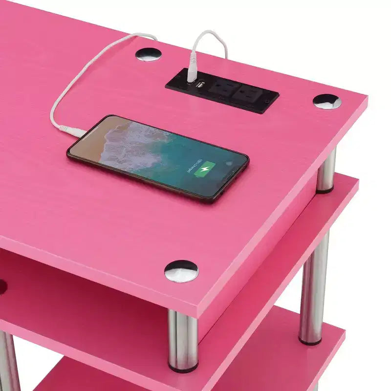 Designs2Go Bureau d'étudiant sans outils avec station de charge et étagères - Breighton Home