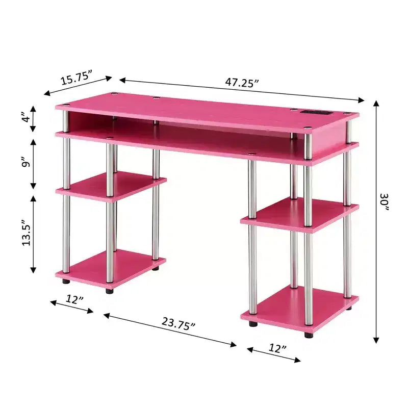 Designs2Go Bureau d'étudiant sans outils avec station de charge et étagères - Breighton Home