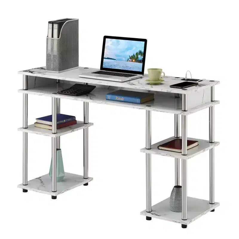 Designs2Go Bureau d'étudiant sans outils avec station de charge et étagères - Breighton Home