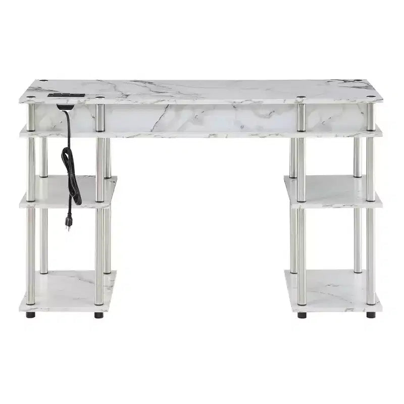 Designs2Go Bureau d'étudiant sans outils avec station de charge et étagères - Breighton Home
