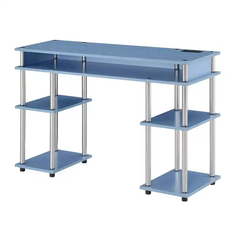 Designs2Go Bureau d'étudiant sans outils avec station de charge et étagères - Breighton Home