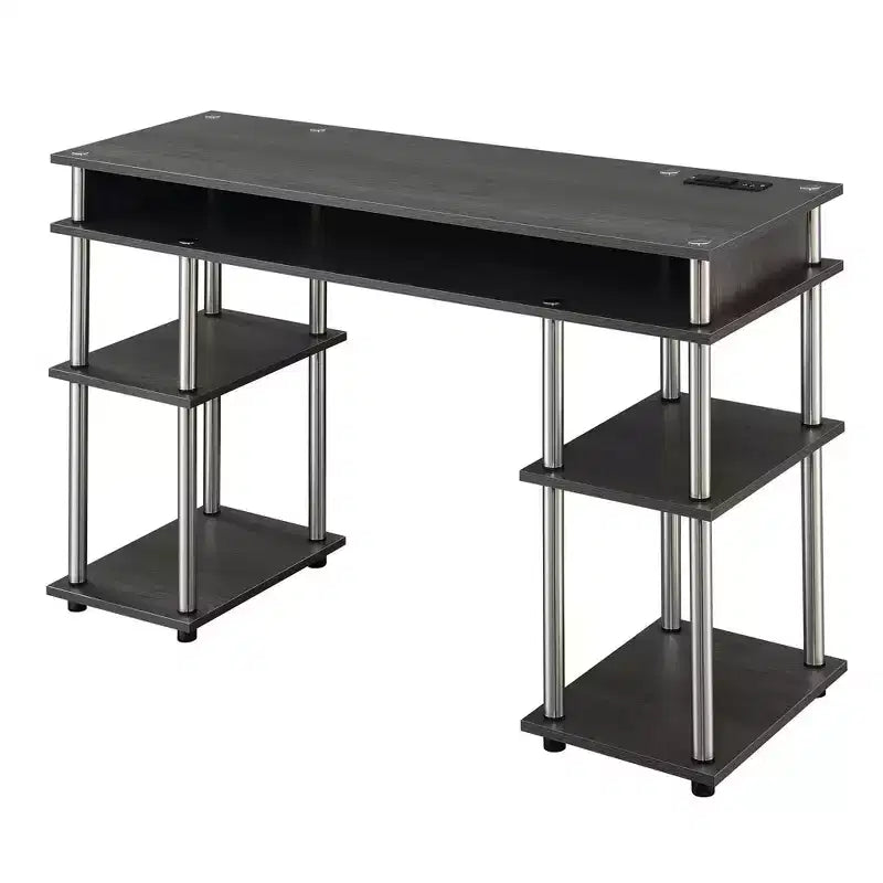 Designs2Go Bureau d'étudiant sans outils avec station de charge et étagères - Breighton Home
