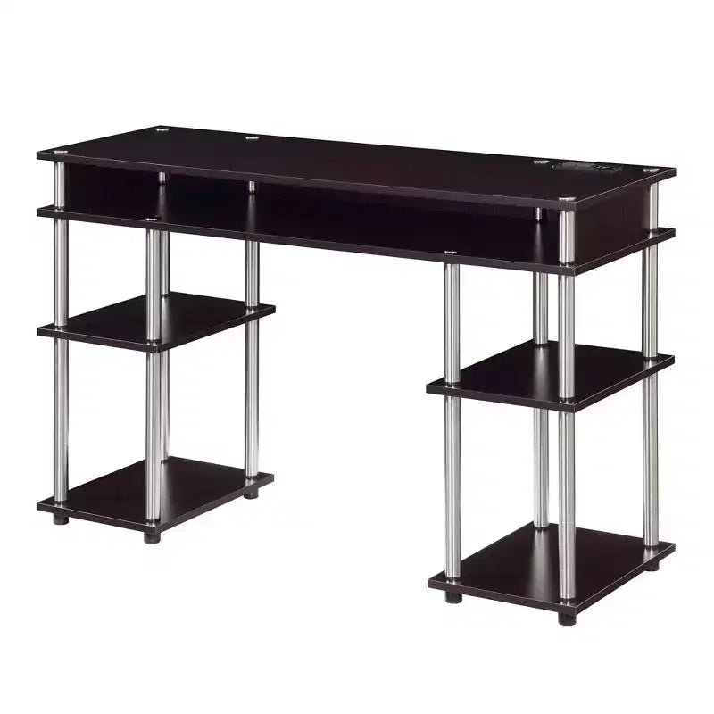 Designs2Go Bureau d'étudiant sans outils avec station de charge et étagères - Breighton Home