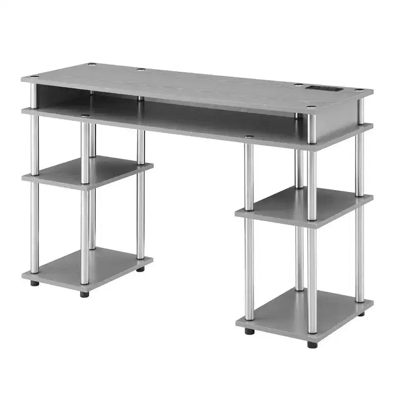 Designs2Go Bureau d'étudiant sans outils avec station de charge et étagères - Breighton Home