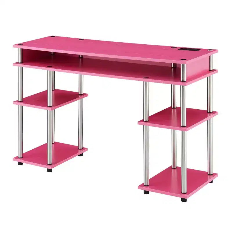 Designs2Go Bureau d'étudiant sans outils avec station de charge et étagères - Breighton Home