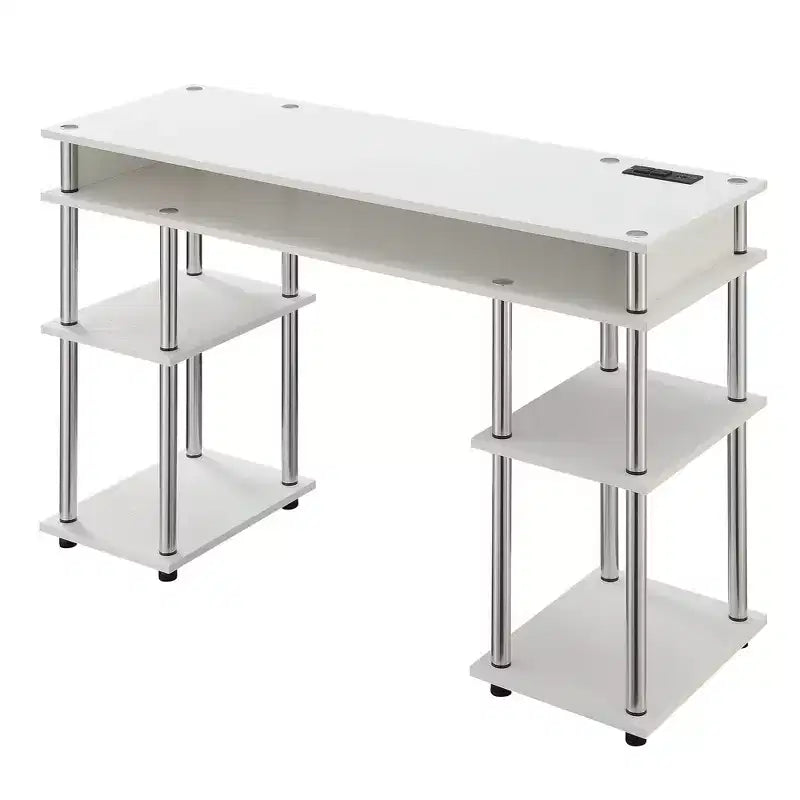 Designs2Go Bureau d'étudiant sans outils avec station de charge et étagères - Breighton Home