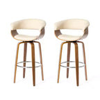 Lot de 2 tabourets de bar pivotants en noyer courbé, style Mid-century Modern - Glitzhome