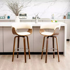Lot de 2 tabourets de bar pivotants en noyer courbé, style Mid-century Modern - Glitzhome