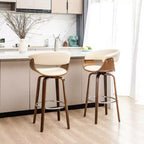 Lot de 2 tabourets de bar pivotants en noyer courbé, style Mid-century Modern - Glitzhome