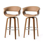 Lot de 2 tabourets de bar pivotants en noyer courbé, style Mid-century Modern - Glitzhome