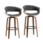 Lot de 2 tabourets de bar pivotants en noyer courbé, style Mid-century Modern - Glitzhome