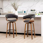Lot de 2 tabourets de bar pivotants en noyer courbé, style Mid-century Modern - Glitzhome
