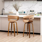 Lot de 2 tabourets de bar pivotants en noyer courbé, style Mid-century Modern - Glitzhome