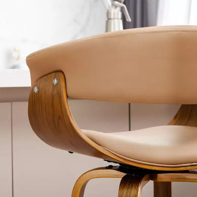 Lot de 2 tabourets de bar pivotants en noyer courbé, style Mid-century Modern - Glitzhome
