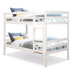 Costway Lits superposés en bois jumeaux sur jumeaux avec échelle et barrière de sécurité Expresso/Blanc