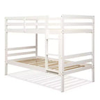 Costway Lits superposés en bois jumeaux sur jumeaux avec échelle et barrière de sécurité Expresso/Blanc